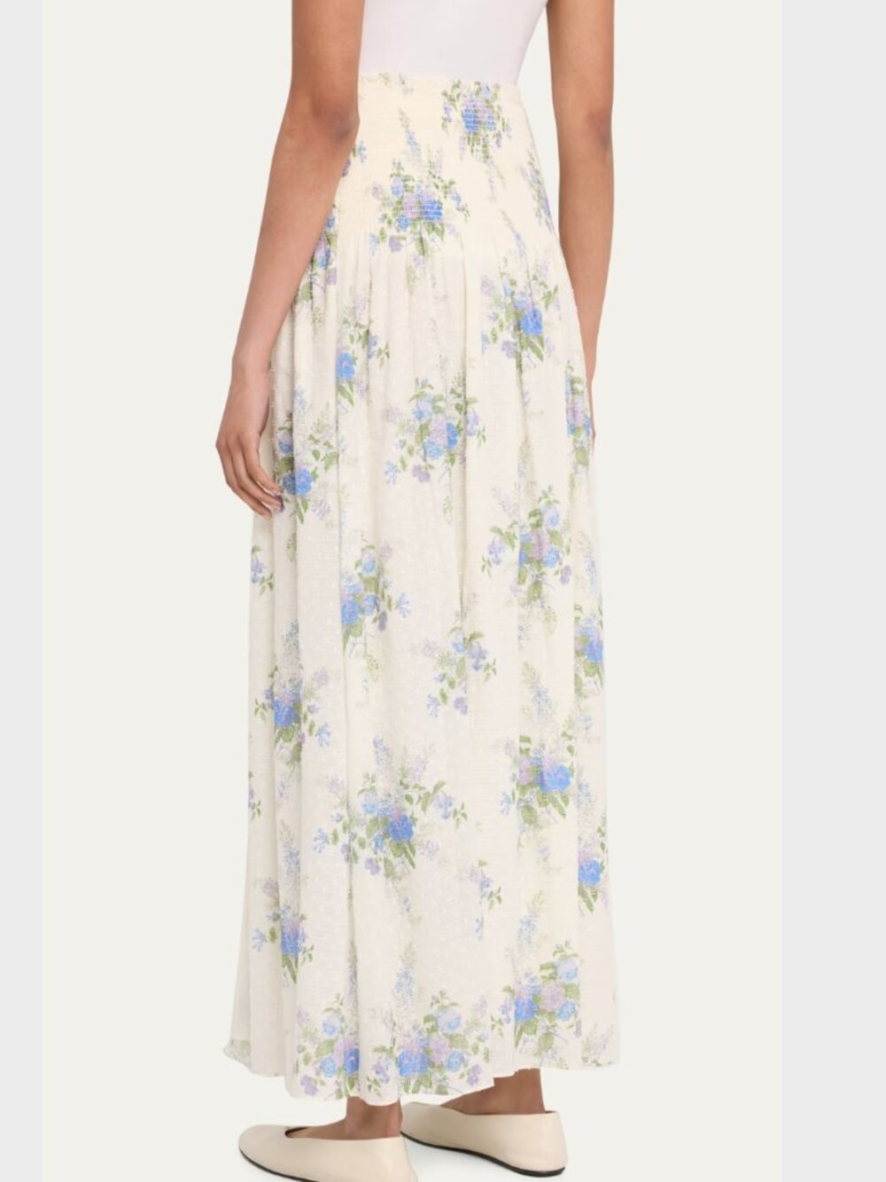 LoveShackFancy Falune Floral Cotton Yoked Maxi Skirt XL